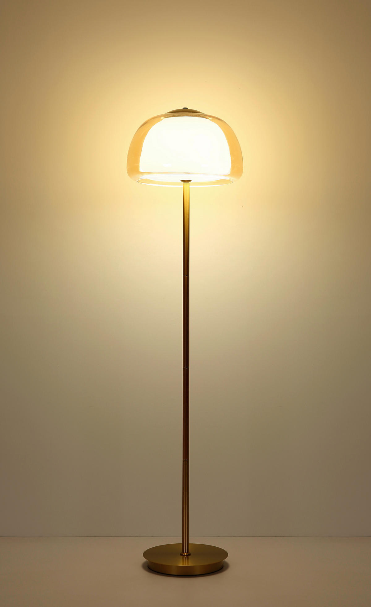 LED-STEHLEUCHTE 38/150 cm    - Goldfarben/Bernsteinfarben, Design, Glas/Kunststoff (38/150cm) - Globo