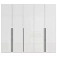 DREHTÜRENSCHRANK 251/235/61 cm,  in Weiß, Weiß Hochglanz, 5-türig  - Weiß Hochglanz/Schwarz, Basics, Holzwerkstoff/Metall (251/235/61cm) - Novel