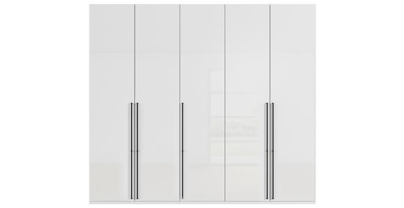 DREHTÜRENSCHRANK 251/235/61 cm,  in Weiß, Weiß Hochglanz, 5-türig  - Weiß Hochglanz/Schwarz, Basics, Holzwerkstoff/Metall (251/235/61cm) - Novel