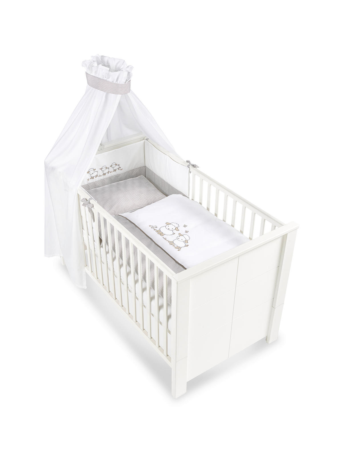 GITTERBETTSET - Taupe/Weiss, Basics, Textil - My Baby Lou