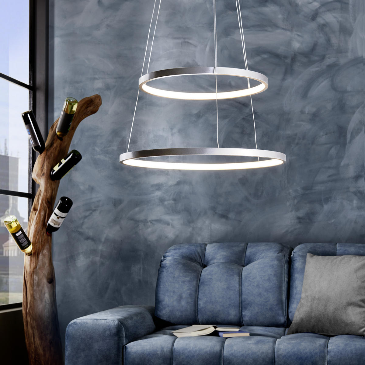 LUSTRĂ LED 50/50/120 cm  - argintiu, Design, plastic/metal (50/50/120cm)