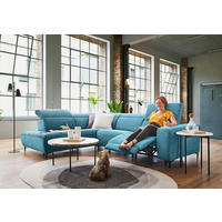 ECKSOFA in Cord Petrol  - Petrol/Schwarz, Design, Textil (223/290cm) - Pure Home Lifestyle