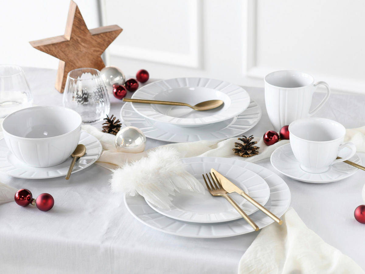 JÍDELNÍ SOUPRAVA, porcelán - bílá, Basics, keramika - Creatable