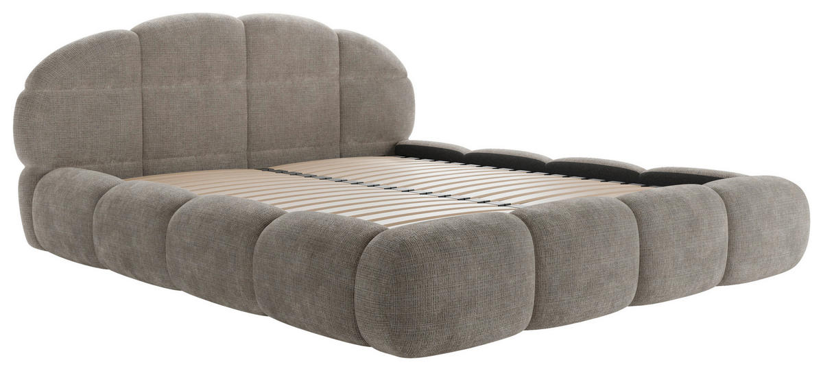 POLSTERBETT 180/200 cm,  in Taupe, gepolstertes Kopfteil, Lattenrost, Bettkasten,  - Taupe/Schwarz, Design, Holz/Textil (180/200cm) - Chameo