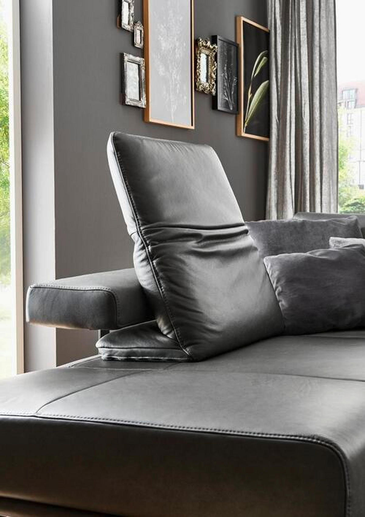 ECKSOFA in Echtleder Anthrazit  - Anthrazit, Design, Leder/Metall (325/255cm) - Dieter Knoll