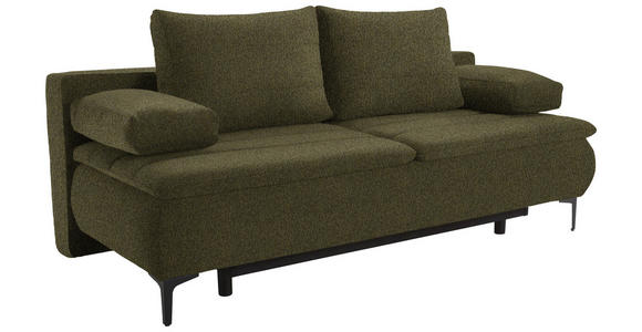 BOXSPRINGSOFA Webstoff Olivgrün - Schwarz/Olivgrün, KONVENTIONELL, Textil/Metall (204/93/100cm) - Novel