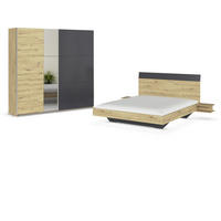 SCHLAFZIMMER in Dunkelgrau, Eiche Artisan  - Dunkelgrau/Eiche Artisan, Design, Glas/Holzwerkstoff - Boxxx