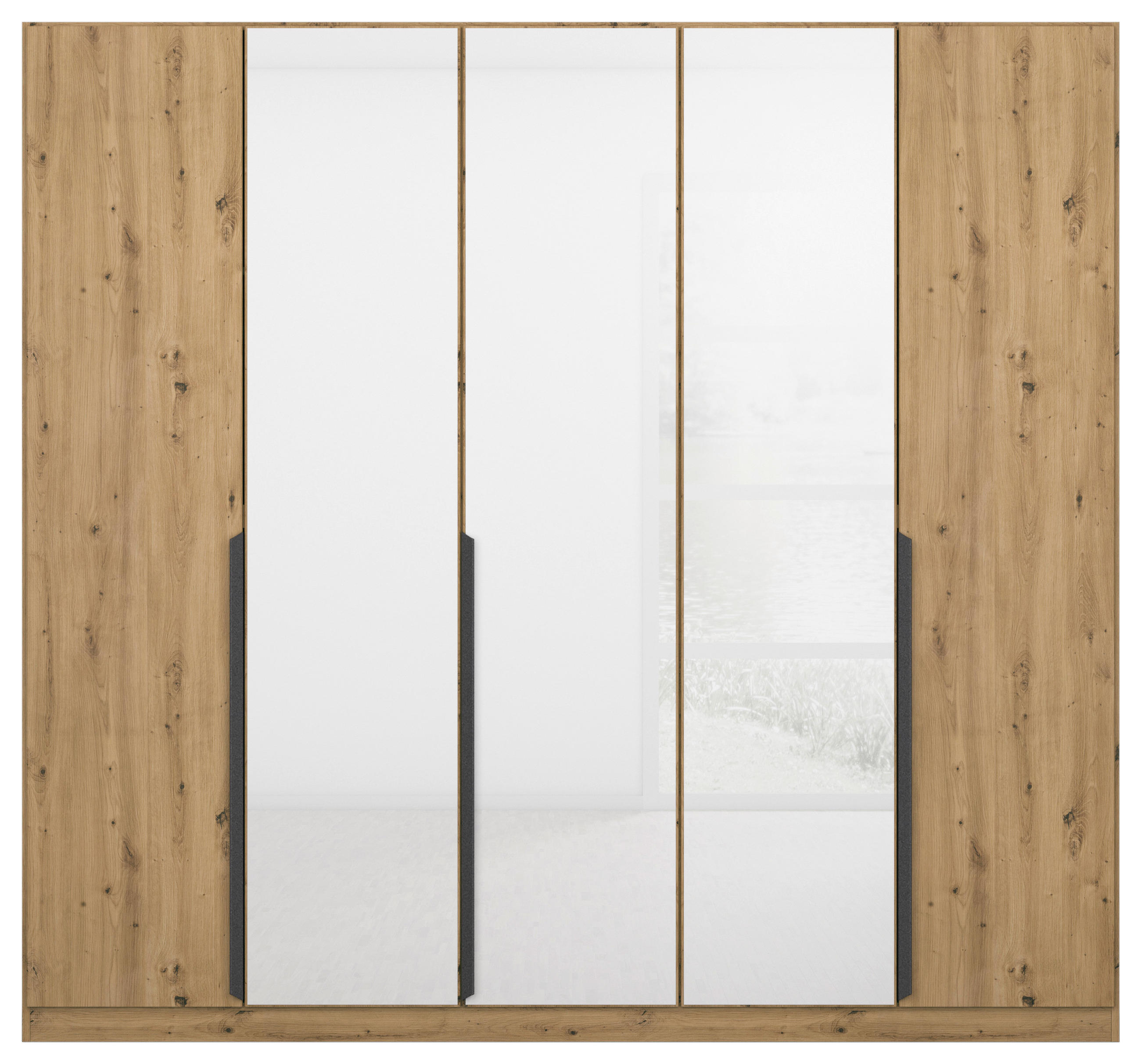 DREHTÜRENSCHRANK  in Eiche Artisan, Weiß  - Eiche Artisan/Weiß, MODERN, Glas/Holzwerkstoff (225/210/54cm) - Rauch Möbel