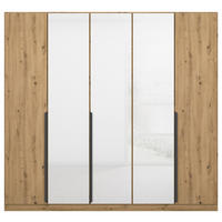 DREHTÜRENSCHRANK in Weiss, Eiche Artisan  - Weiss/Eiche Artisan, Modern, Glas/Holzwerkstoff (225/210/54cm) - Rauch Möbel
