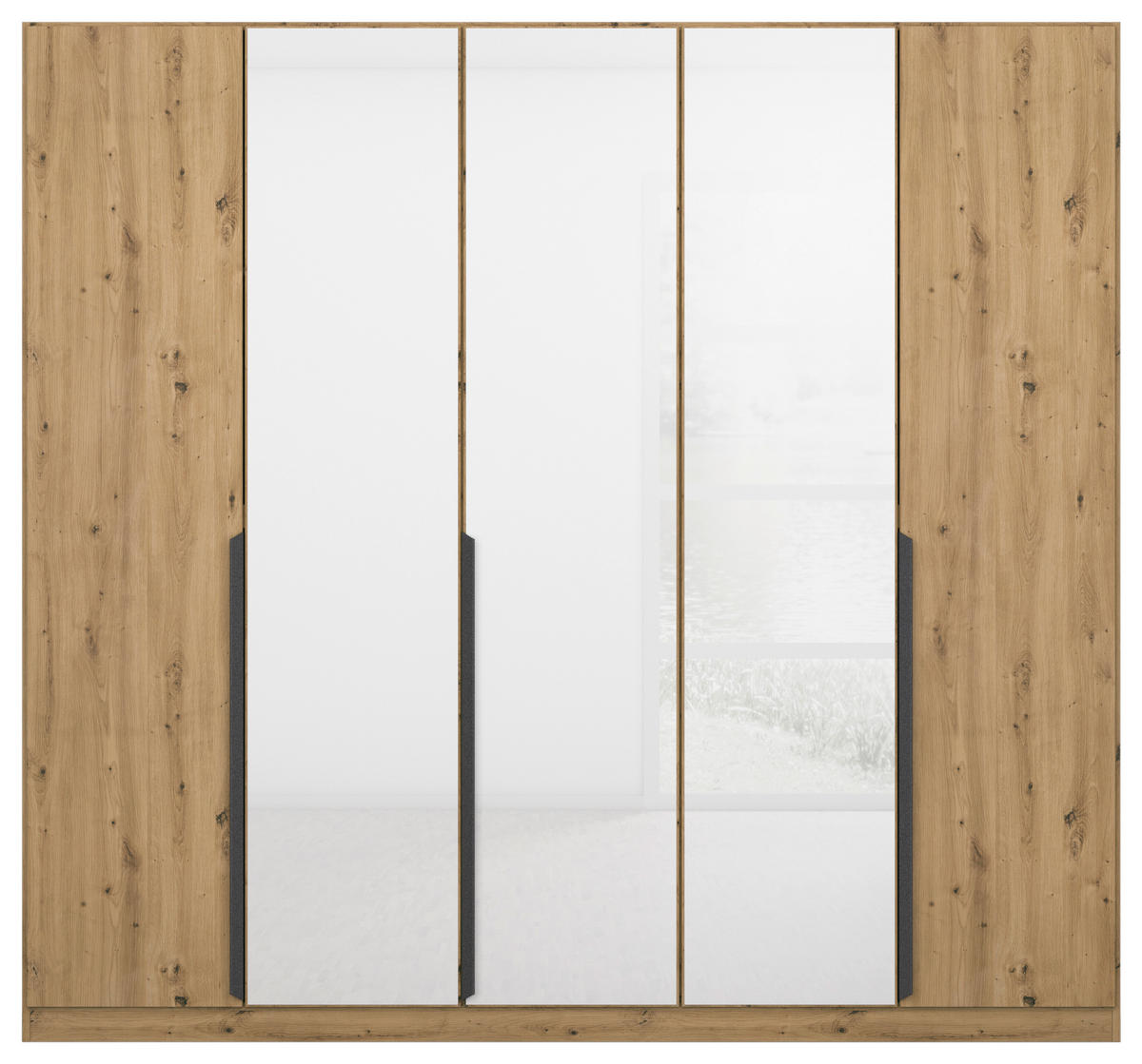 DREHTÜRENSCHRANK  in Weiß, Eiche Artisan  - Eiche Artisan/Weiß, MODERN, Glas/Holzwerkstoff (225/210/54cm) - Rauch Möbel