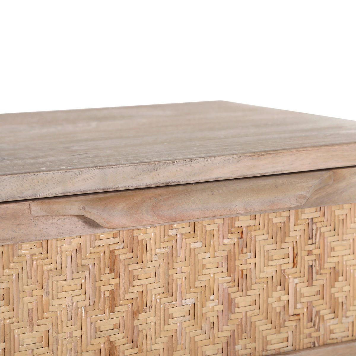 NACHTSCHRANK 45/56/37 cm Mangoholz, Rattan massiv  - Goldfarben/Naturfarben, Design, Holz/Holzwerkstoff (45/56/37cm) - Landscape