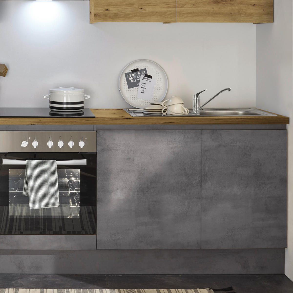 KÜCHENLEERBLOCK 220 cm   in Anthrazit, Grau, Eiche Artisan  - Anthrazit/Eiche Artisan, Design, Holzwerkstoff (220cm) - MID.YOU