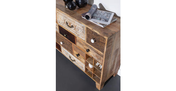 SIDEBOARD in 114/80/39 cm - Dunkelbraun/Messingfarben, Design, Holz/Metall (114/80/39cm) - Landscape