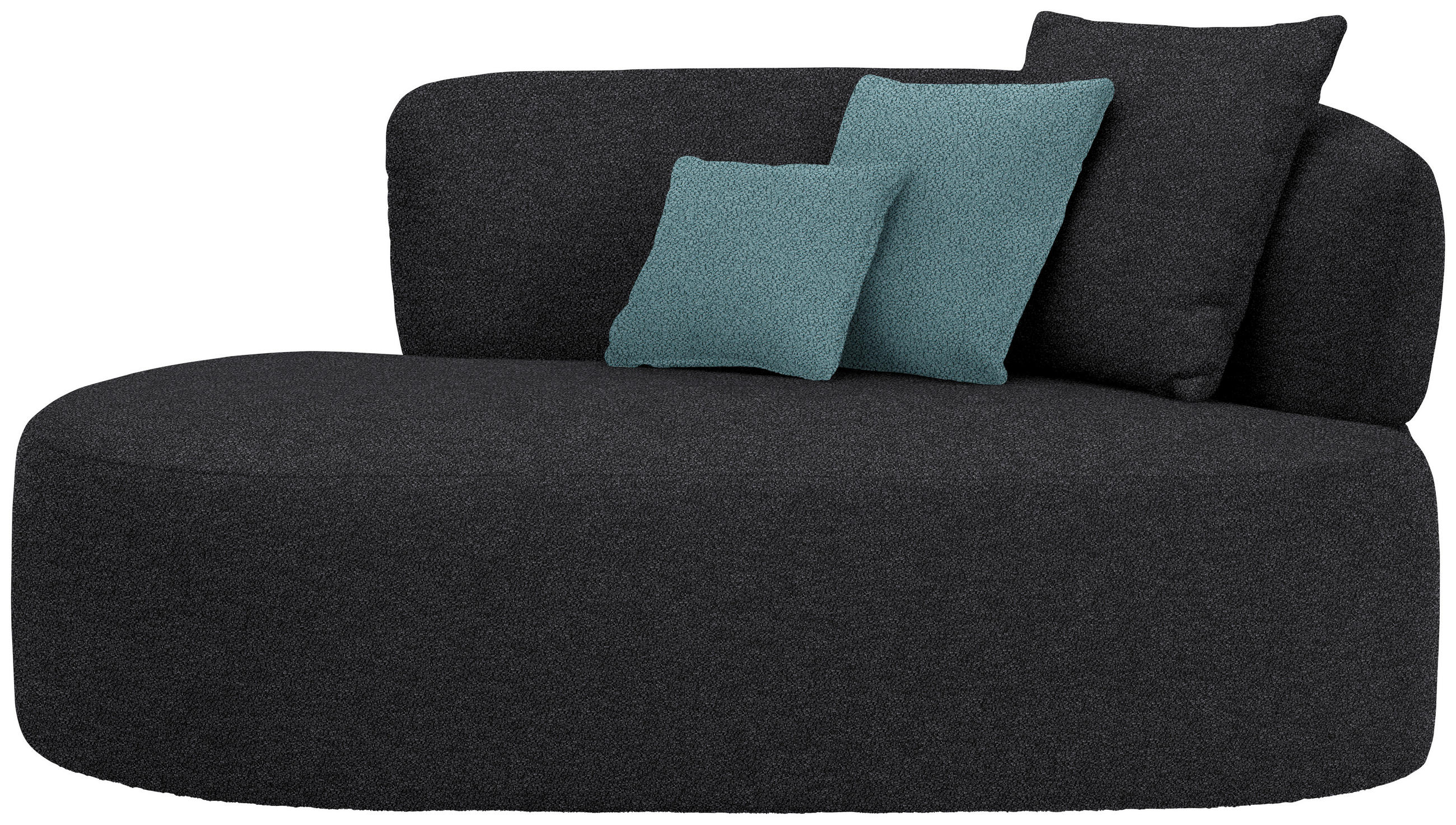 RÉCAMIERE  in Plüsch Anthrazit, Petrol  - Anthrazit/Petrol, MODERN, Kunststoff/Textil (166/86/105cm) - Hom`in