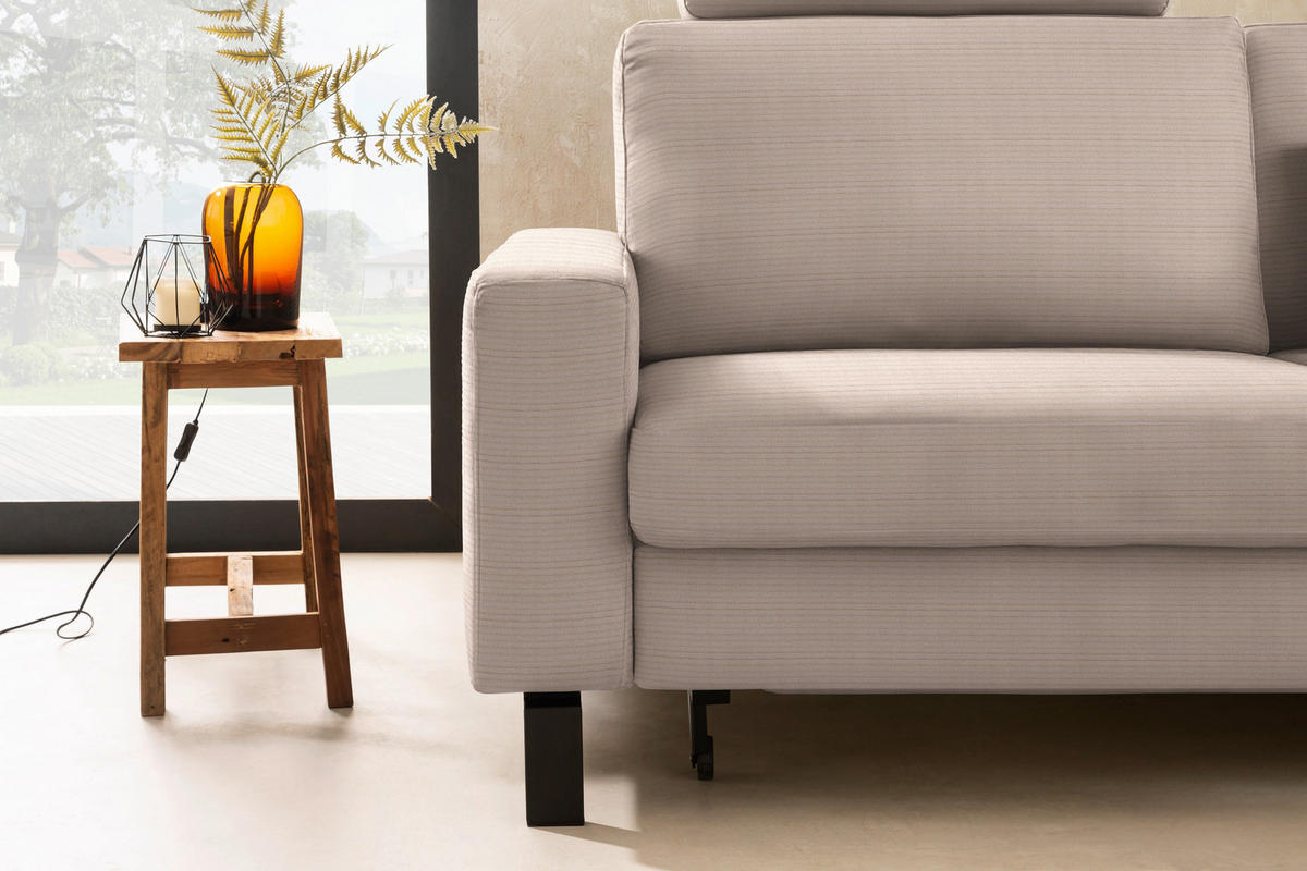 ECKSOFA Cord Taupe  - Taupe/Schwarz, Design, Textil/Metall (298/185cm) - Pure Home Lifestyle