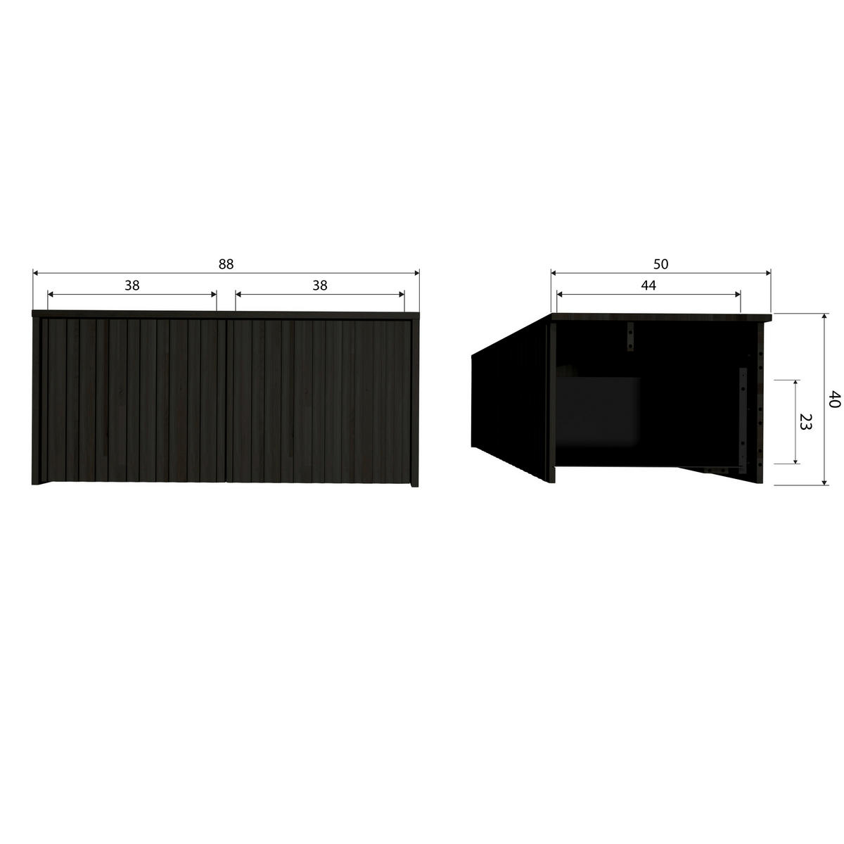 SITZBANK 88/40/50 cm Schwarz Kiefer massiv  - Schwarz, Design, Holz (88/40/50cm) - Livetastic