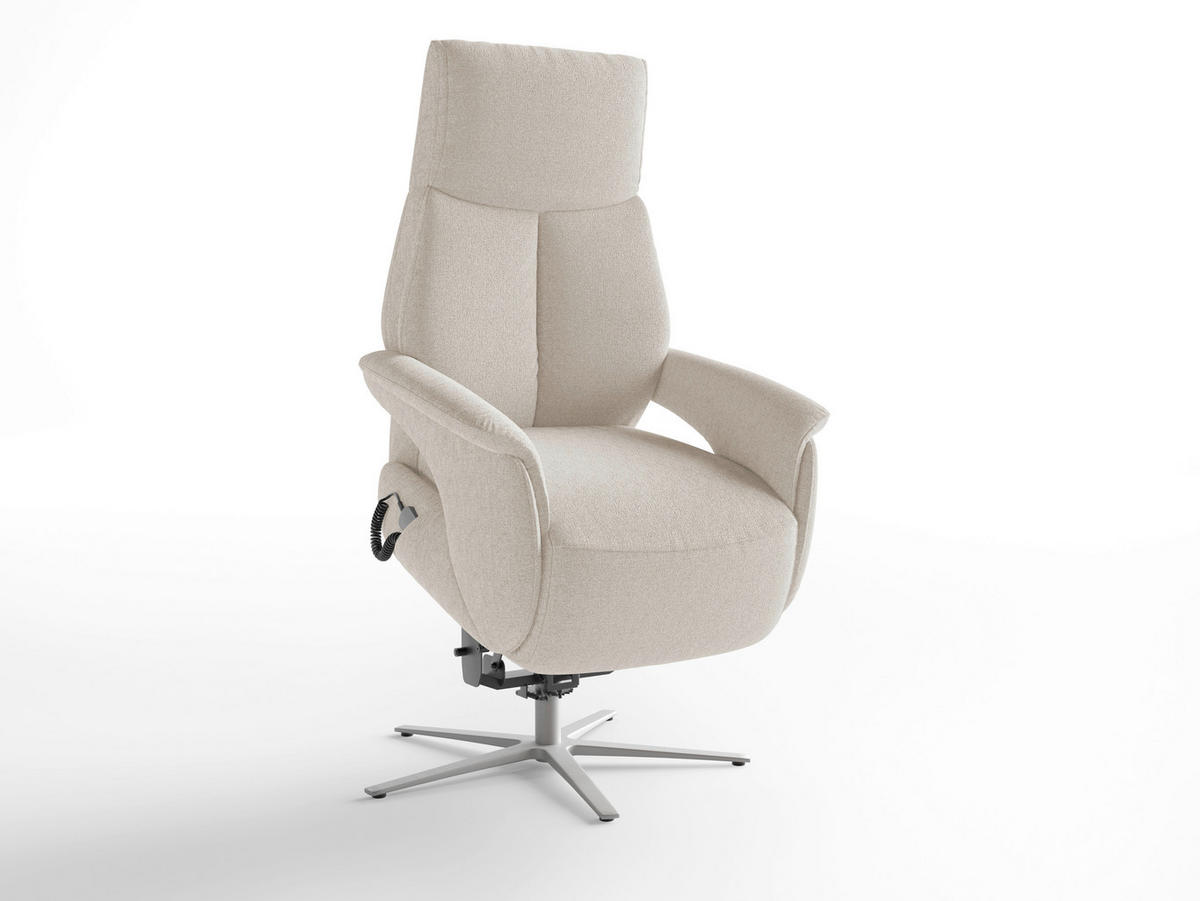 RELAXAČNÉ KRESLO, textil, krémová - krémová/strieborná, Basics, kov/textil (75/110/85cm) - Sit & More