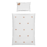 BABYBETTWÄSCHESET Webstoff 100/135 cm  - Weiss/Pink, Basics, Textil (100/135cm) - Patinio