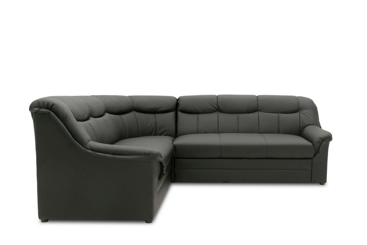 ECKSOFA BERLIN FK Schwarz Lederlook  - Schwarz, KONVENTIONELL, Kunststoff/Textil (205/250cm) - MID.YOU