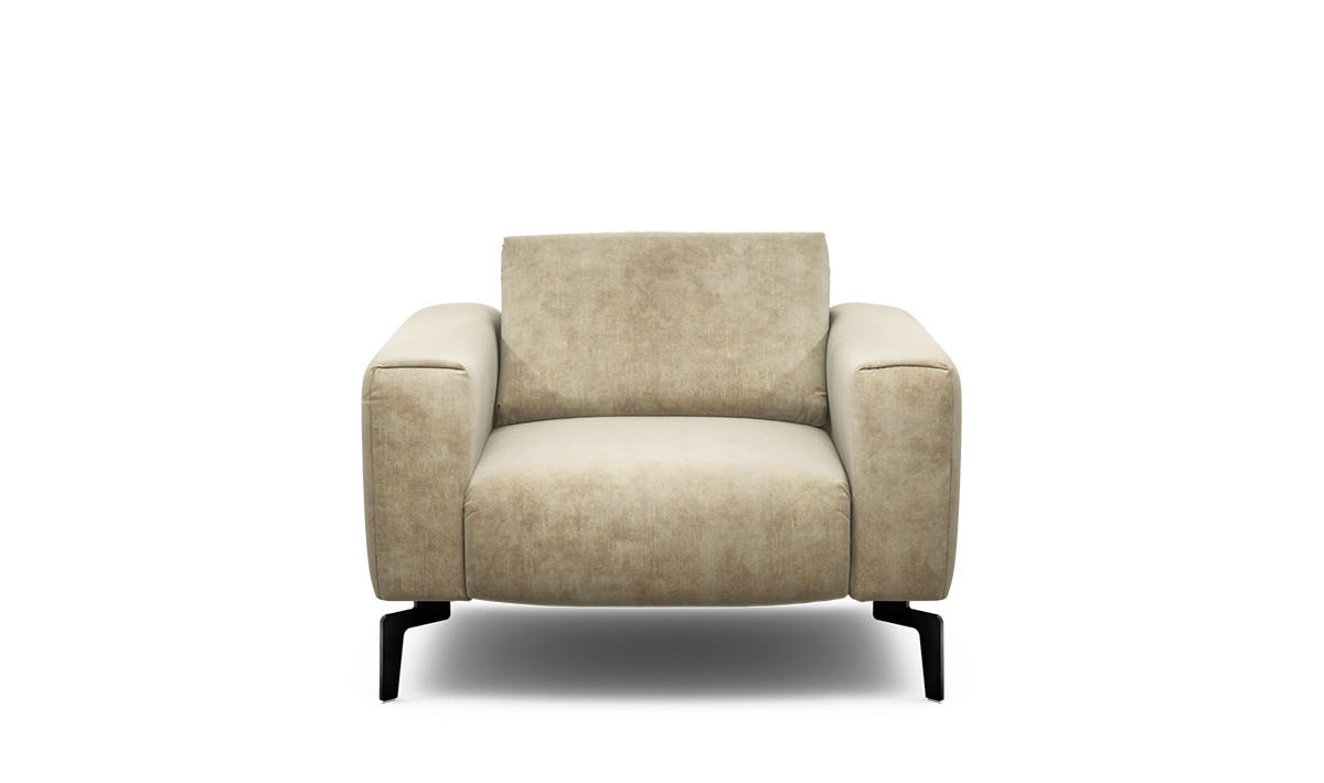 SESSEL Samt Sandfarben    - Sandfarben/Schwarz, Design, Textil/Metall (110/85/86-94cm) - SENSOO