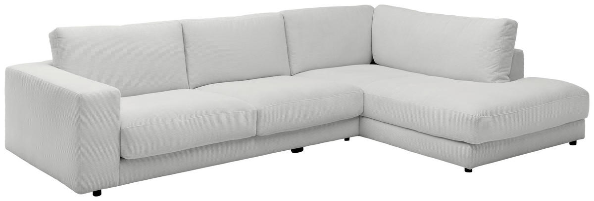 ECKSOFA in Feincord Hellgrau  - Hellgrau/Schwarz, Design, Kunststoff/Textil (325/224cm) - Hom`in