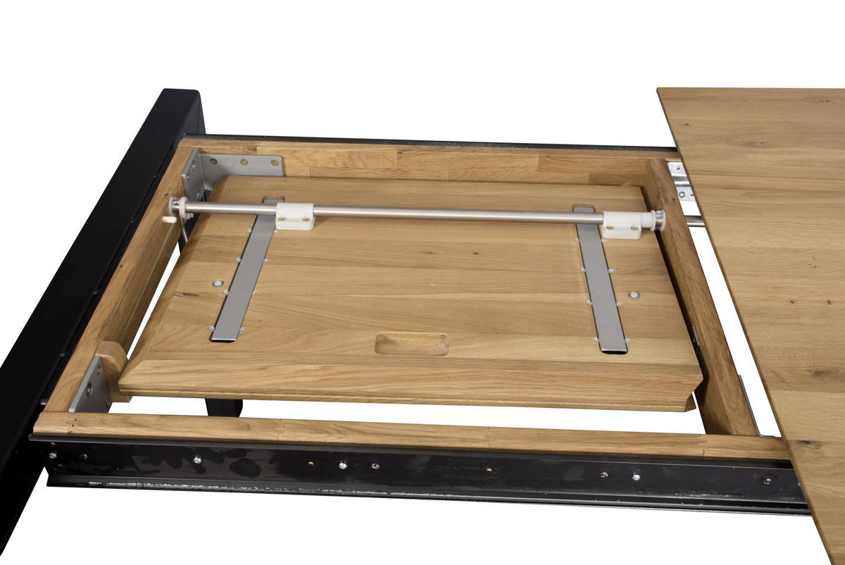 ESSTISCH in Holz, Metall 160-220/90/75 cm  - Eichefarben/Schwarz, Konventionell, Holz/Metall (160-220/90/75cm)