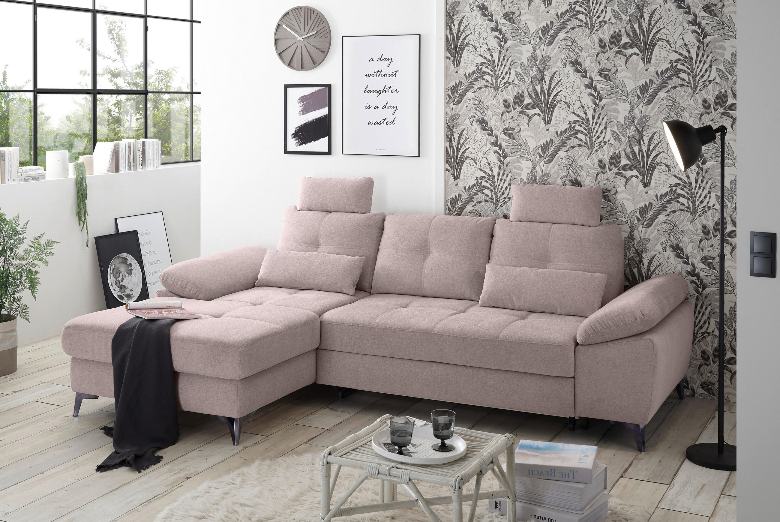 KUTNA GARNITURA tekstil  ružičasta   - ružičasta/boje kroma, Konvencionalno, tekstil/plastika (170/270cm) - MID.YOU