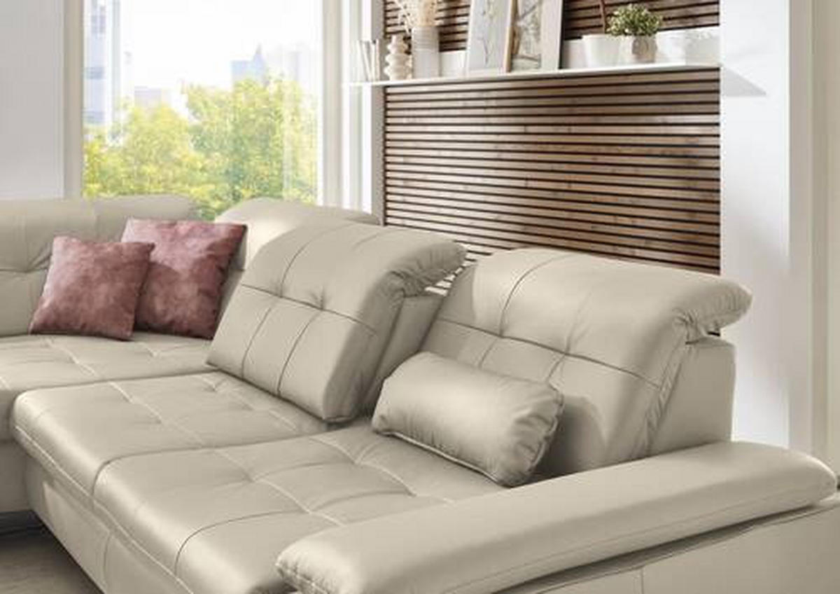 ECKSOFA in Echtleder Ecru  211/309 cm  - Ecru, Basics, Leder/Metall (211/309cm) - Beldomo Speed