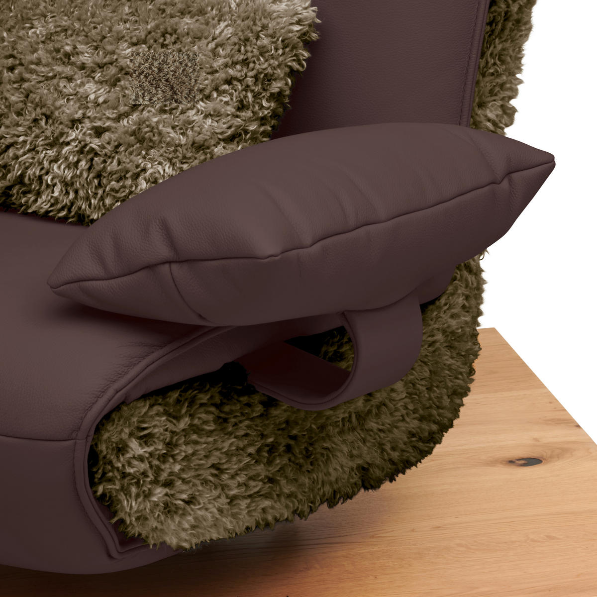 2-SITZER-SOFA  in Hochflor Echtleder Braun, Hellbraun  - Hellbraun/Schwarz, Design, Leder/Holz (240/65/104cm) - Koinor