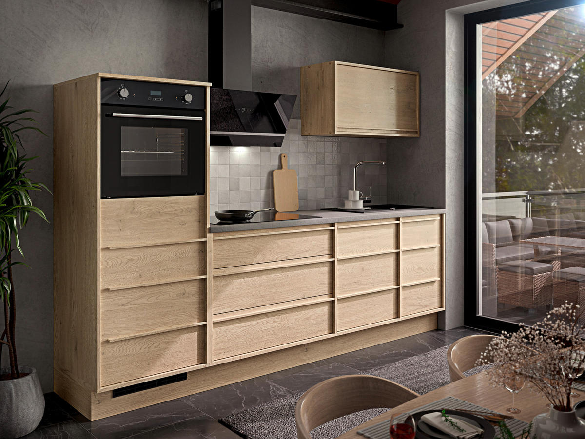 KÜCHENLEERBLOCK 264 cm   in Eichefarben  - Eichefarben/Anthrazit, Trend, Holzwerkstoff/Kunststoff (264cm) - P & B