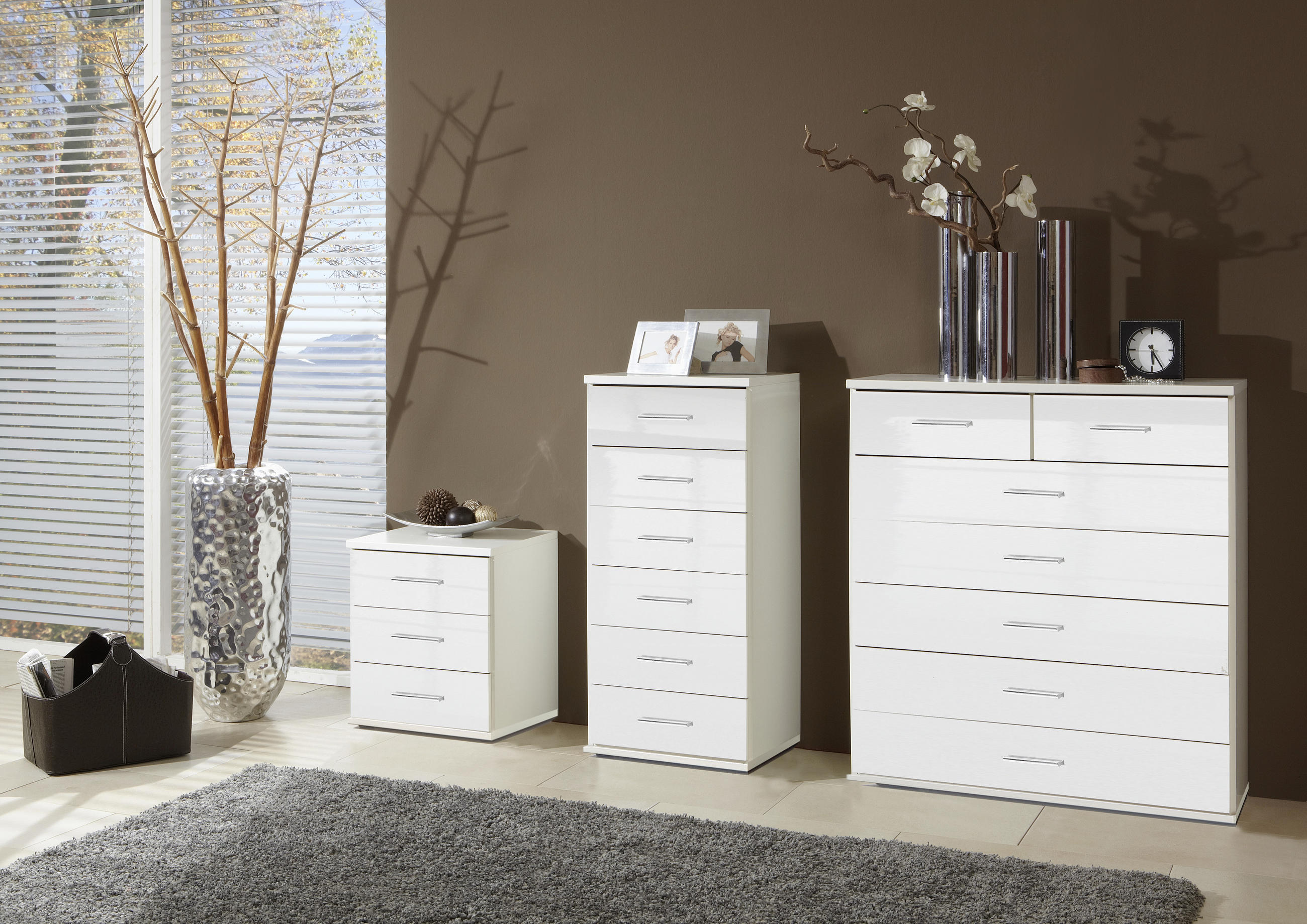 KOMMODE Weiß - Chromfarben/Weiß, KONVENTIONELL, Kunststoff (46/55/40cm) - Xora