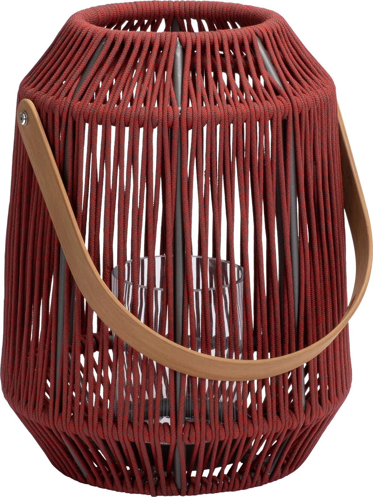 LED-LATERNE - Anthrazit/Rot, Basics, Glas/Holz (39/50/39cm) - Stern