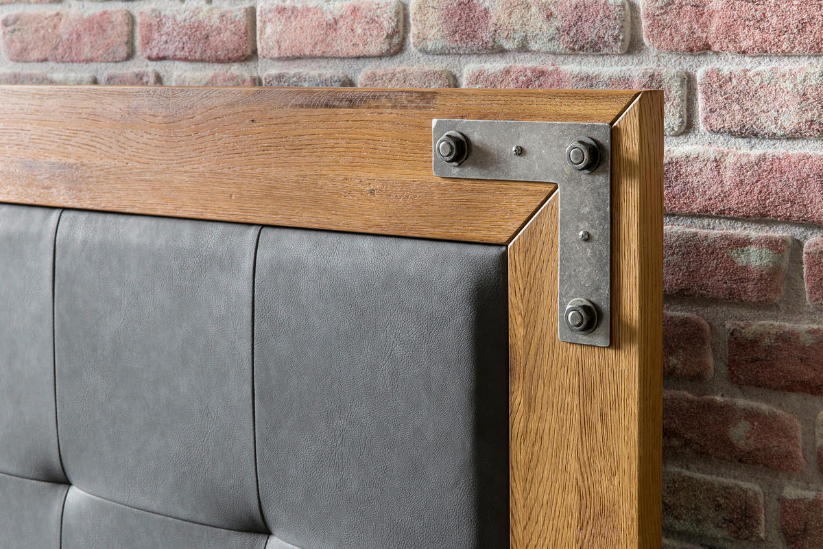 BOXSPRINGBETT 180/200 cm  in Anthrazit, Eichefarben  - Eichefarben/Anthrazit, KONVENTIONELL, Holz/Textil (180/200cm) - Hasena