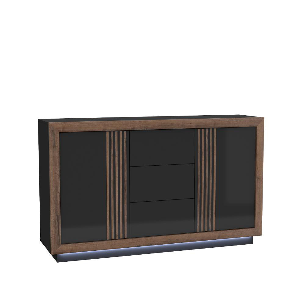 SIDEBOARD 162,7/98,2/42,3 cm  - svart/ekfärgad, Design, metall/trämaterial (162,7/98,2/42,3cm) - Xora