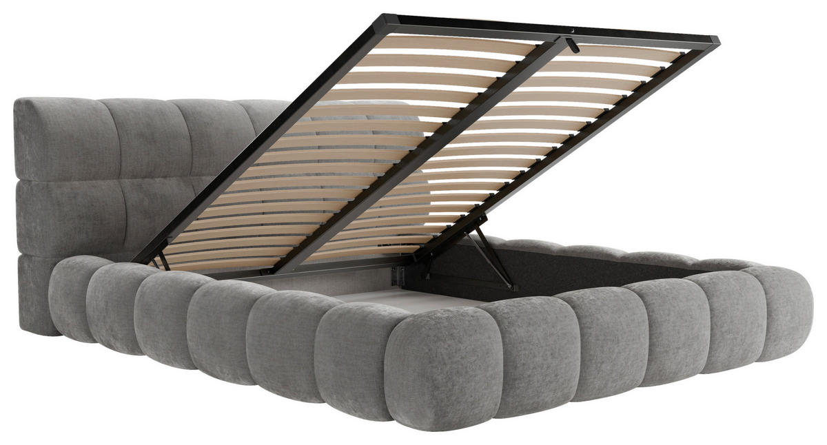 POLSTERBETT 180/200 cm,  in Taupe, Lattenrost, Bettkasten,  - Taupe/Schwarz, Design, Holz/Textil (180/200cm) - Chameo