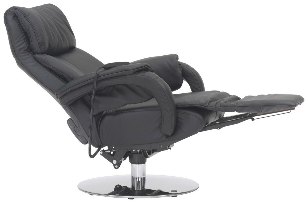RELAXSESSEL in Leder Schwarz  - Chromfarben/Schwarz, Design, Leder/Metall (72/98/85cm) - Himolla