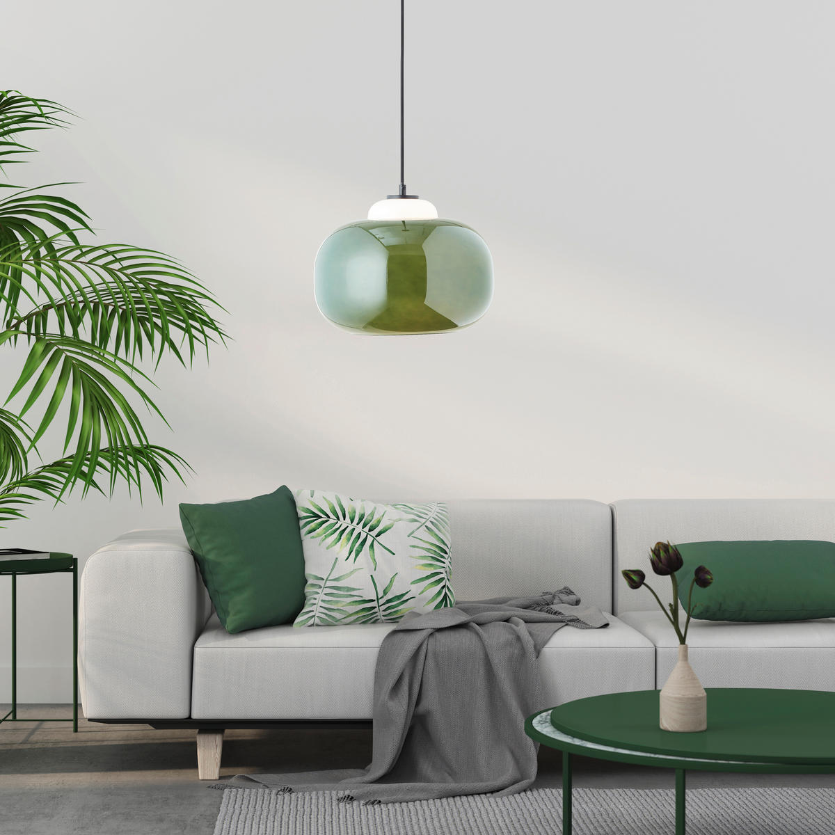 LAMPE À PENDENTIF 30/128,5 cm    - vert, Design, métal/verre (30/128,5cm) - Brilliant