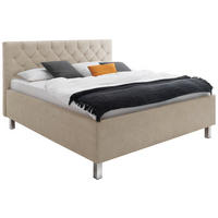 POLSTERBETT Matratze, gepolstertes Kopfteil, Lattenrost, Bettkasten Beige 180/200 cm  - Beige, MODERN, Holzwerkstoff/Textil (180/200cm) - Xora