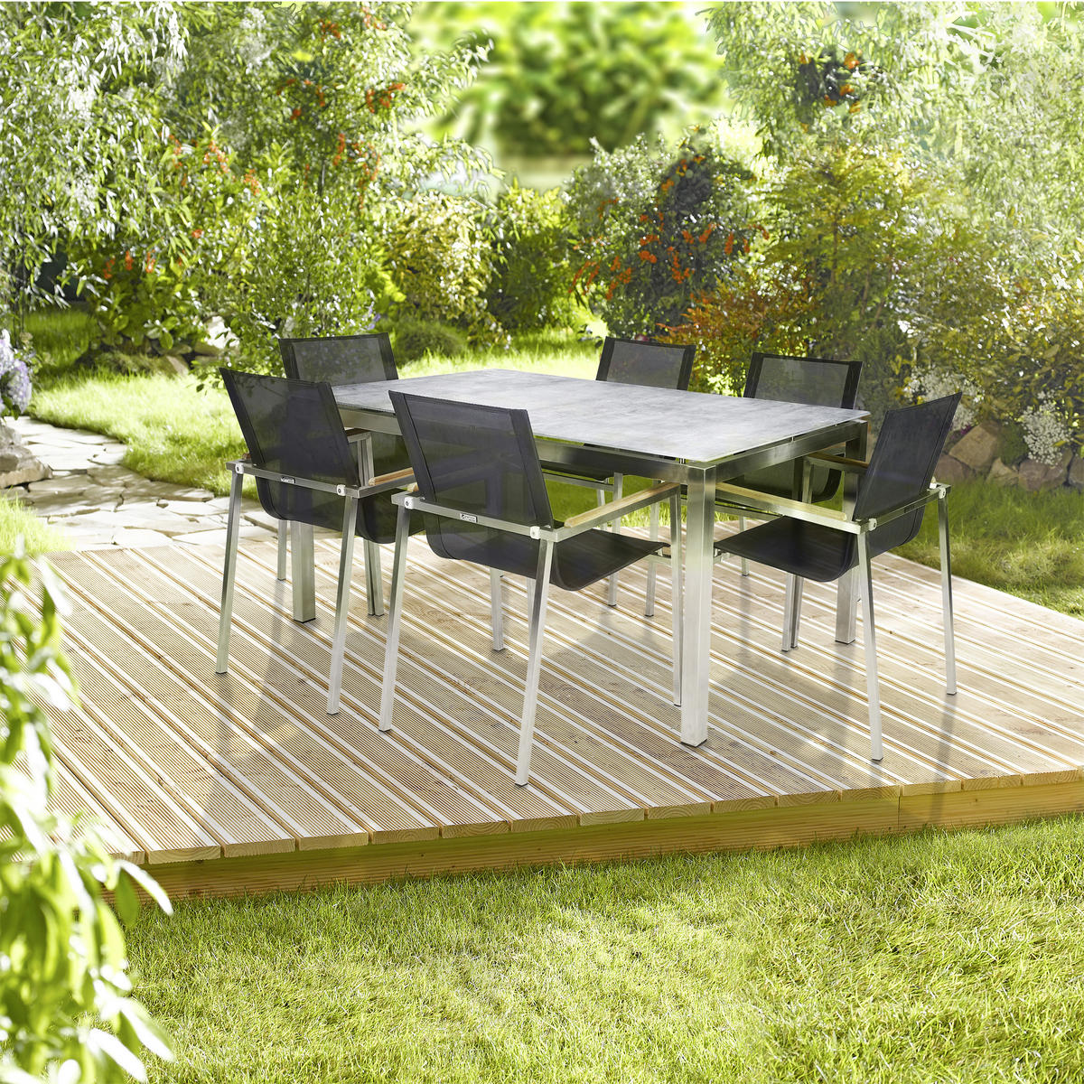 DINING-LOUNGESET  - Silberfarben/Grau, Basics, Glas/Holz (160/74/90cm) - Gardenson