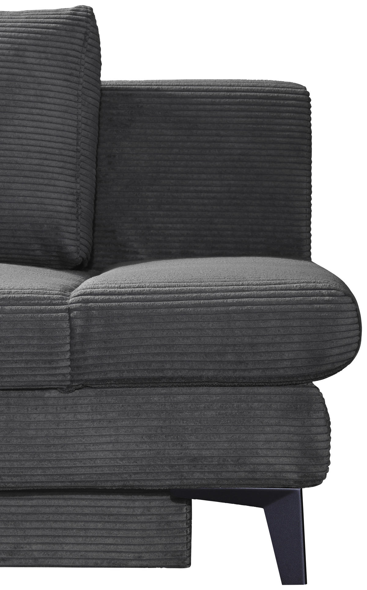 SCHLAFSOFA Cord Anthrazit  inkl. Bettkasten, Schlaffunktion, Armteilverstellung  - Anthrazit/Schwarz, Design, Textil/Metall (200/85/90cm) - Novel