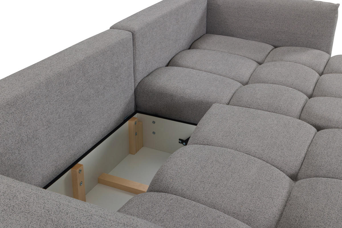 ROHOVÁ ROZKLÁDACÍ POHOVKA, plast, textil, kompozitní dřevo, šedá - šedá/černá, Konvenční, kompozitní dřevo/textil (273/188cm) - Livetastic