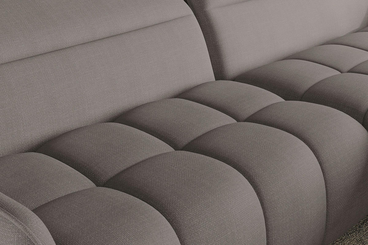 ECKSOFA Taupe Flachgewebe Rücken echt, Kopfteilverstellung, Sitztiefenverstellung  - Taupe/Schwarz, KONVENTIONELL, Textil/Metall (272/175cm) - Carryhome