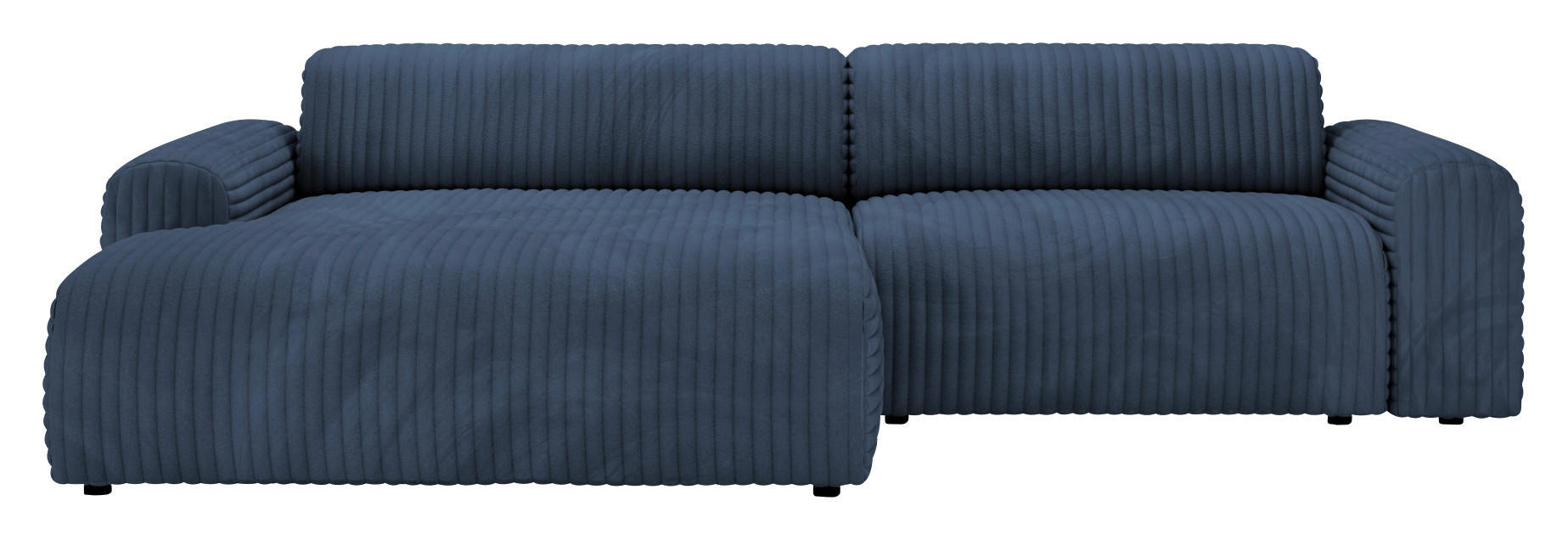 ECKSOFA in Cord Dunkelblau  - Schwarz/Dunkelblau, Design, Kunststoff/Textil (178/292cm) - Livetastic