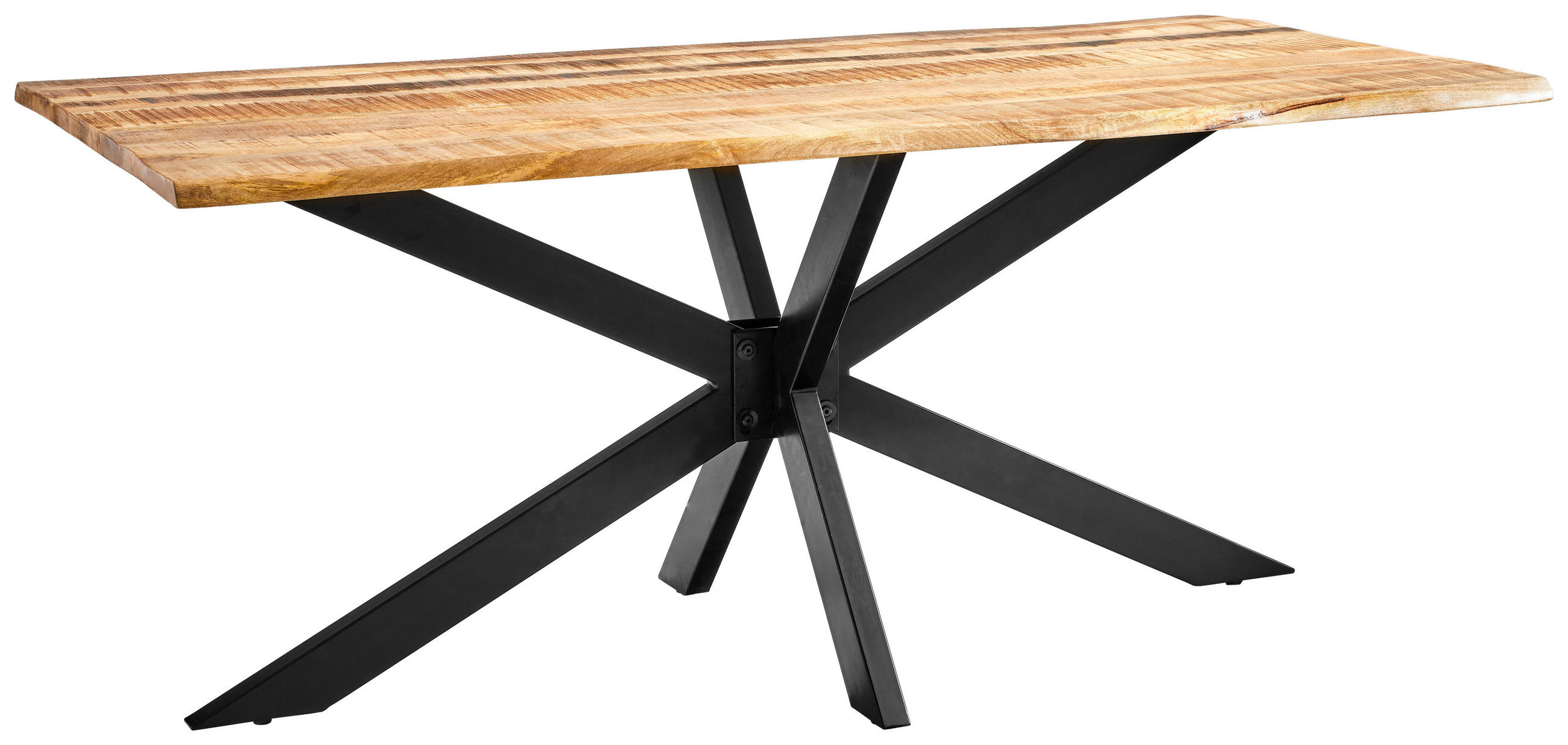 ESSTISCH Mangoholz Hartholz rechteckig Braun, Naturfarben, Schwarz  - Schwarz/Braun, Natur, Holz/Metall (180/90/76cm) - Carryhome