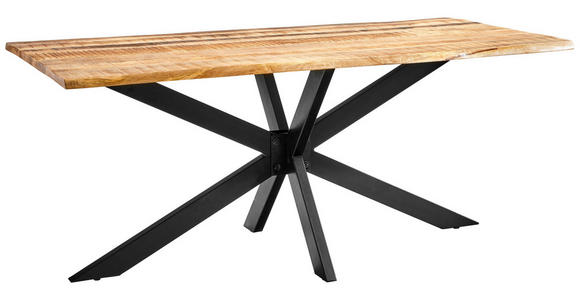 ESSTISCH Braun, Naturfarben, Schwarz rechteckig   - Schwarz/Braun, Natur, Holz/Metall (180/90/76cm) - Carryhome