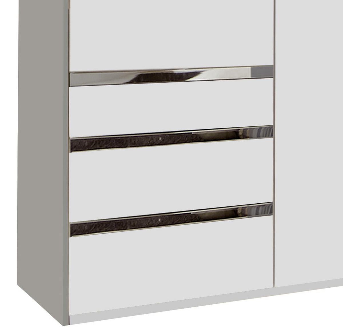 DREHTÜRENSCHRANK 200/216/58 cm 4-türig Weiß  - Chromfarben/Weiß, MODERN, Holzwerkstoff/Kunststoff (200/216/58cm) - MID.YOU