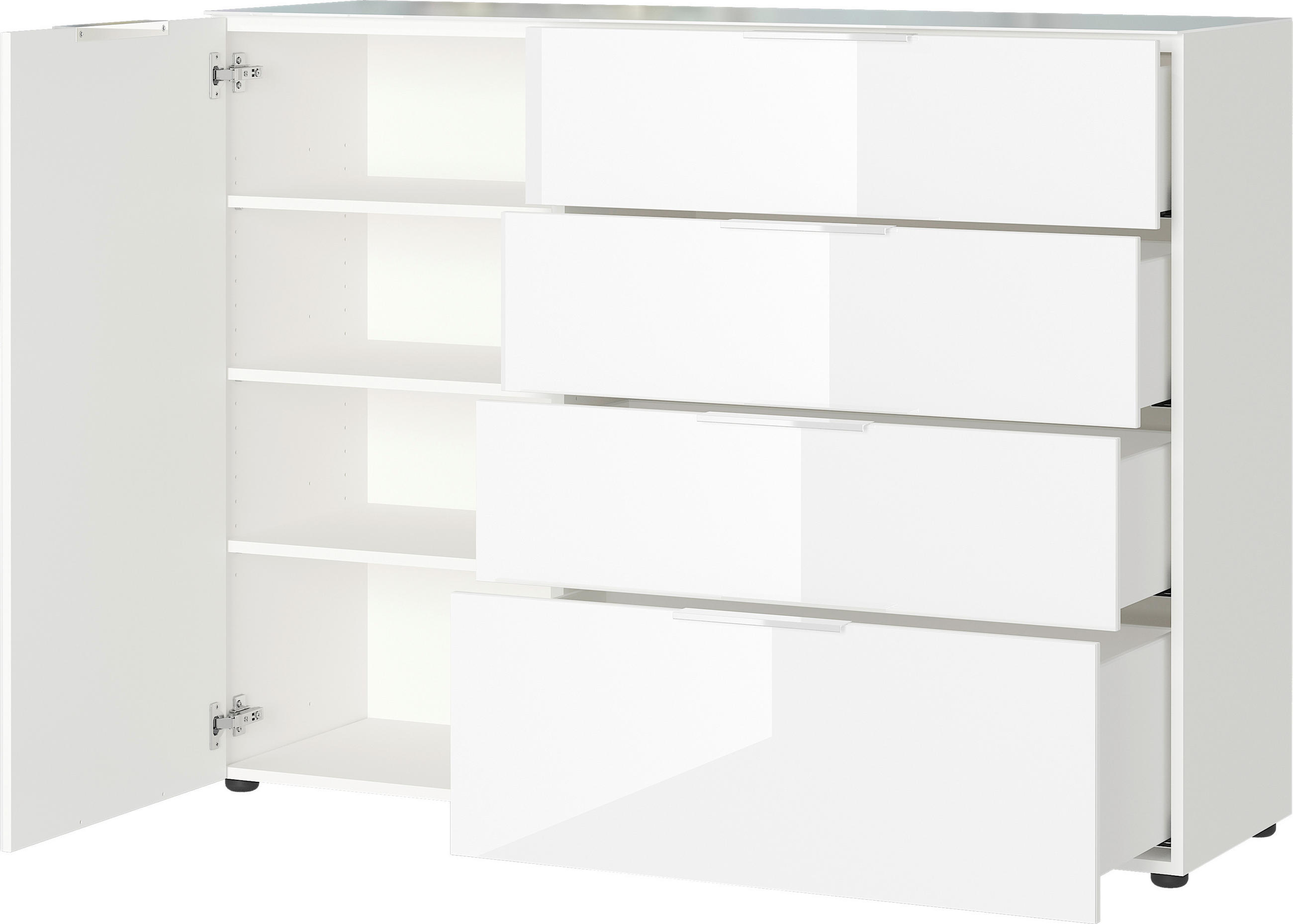 ŠIROKÁ KOMODA, biela, 134/102/42 cm - čierna/biela, Modern, kov/kompozitné drevo (134/102/42cm) - Premium Living