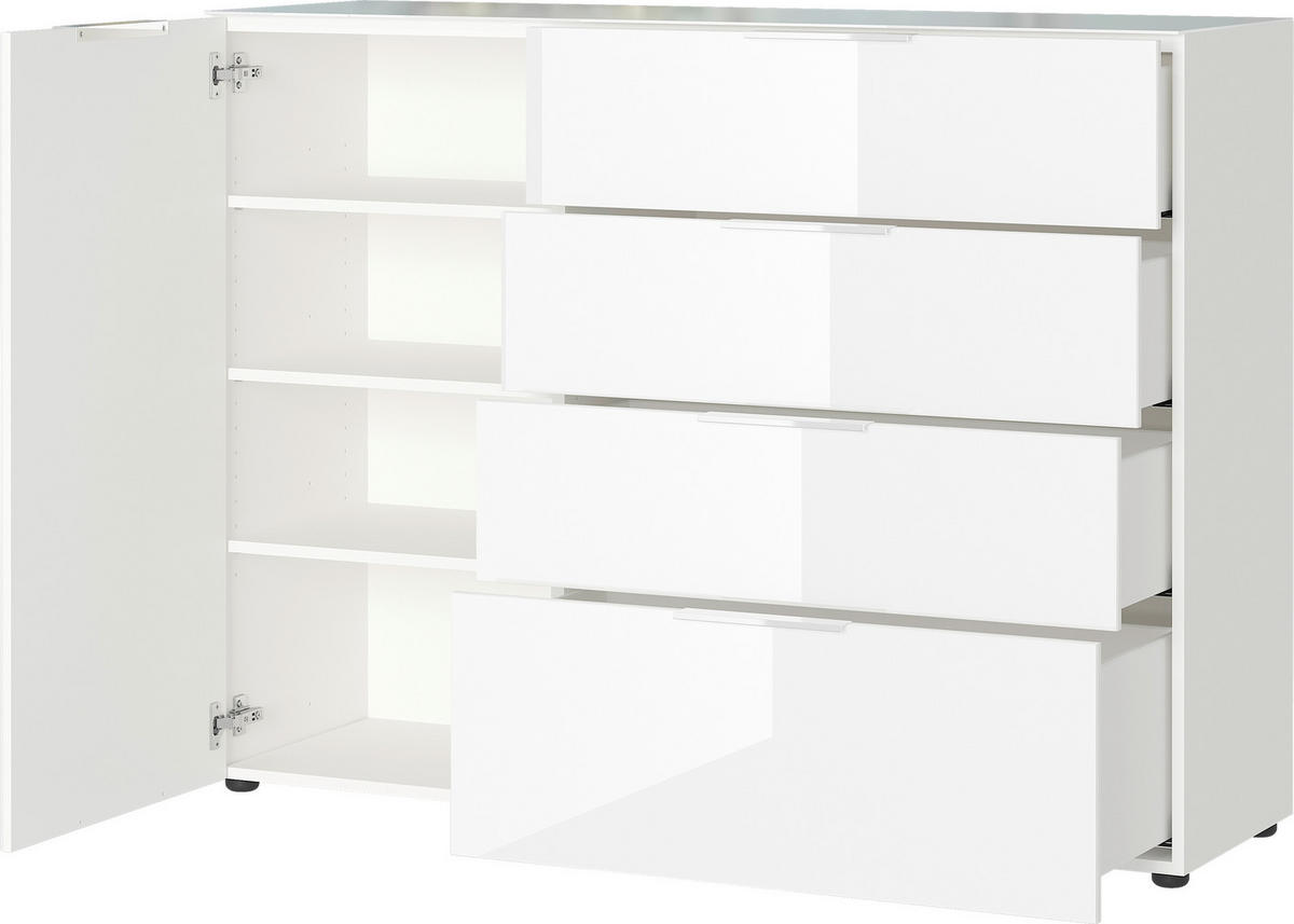 TÁLALÓSZEKRÉNY 134/102/42 cm  - krómszínű/fekete, Modern, műanyag/faalapú anyag (134/102/42cm) - Premium Living