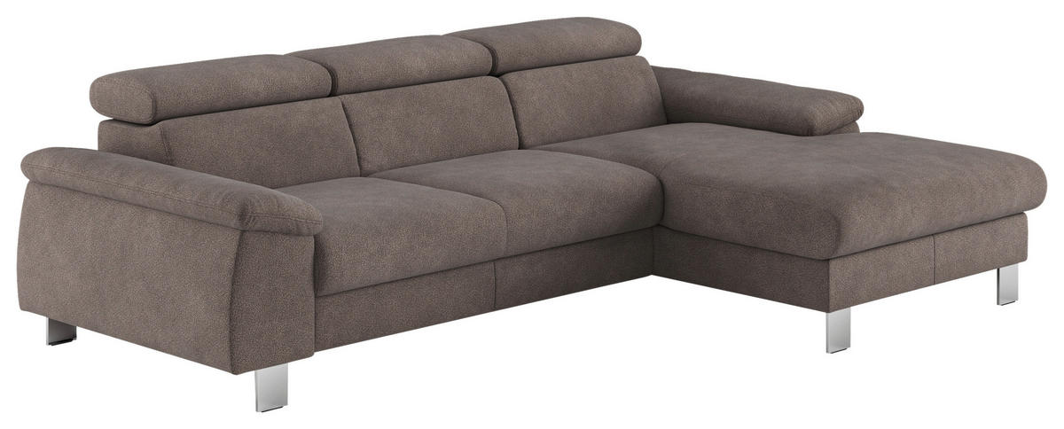 ECKSOFA Dunkelgrau Flachgewebe  - Chromfarben/Dunkelgrau, Design, Textil/Metall (244/166cm) - Livetastic