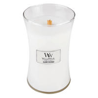 MIRISNA SVEĆA  bela  - bela, Osnovno, staklo/drvo (10/18/10cm) - WoodWick